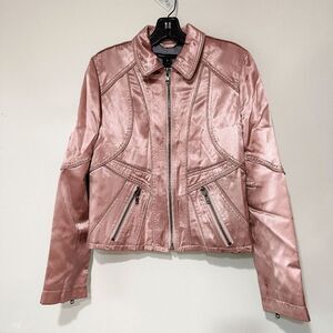 Marc Jacobs Pink Satin Moto Jacket Women's Size 8